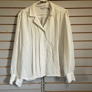 S&K Company Vintage Pleated Button Down Blouse Long Sleeve‎ Size 14